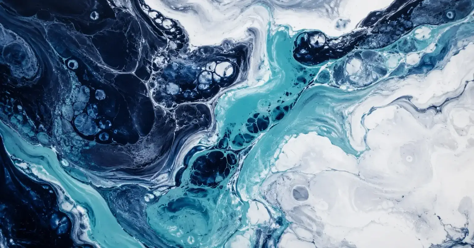 Imposter Syndrome in High Achievers Abstract deep blue and teal fluid marble art representing steadiness and self-assurance