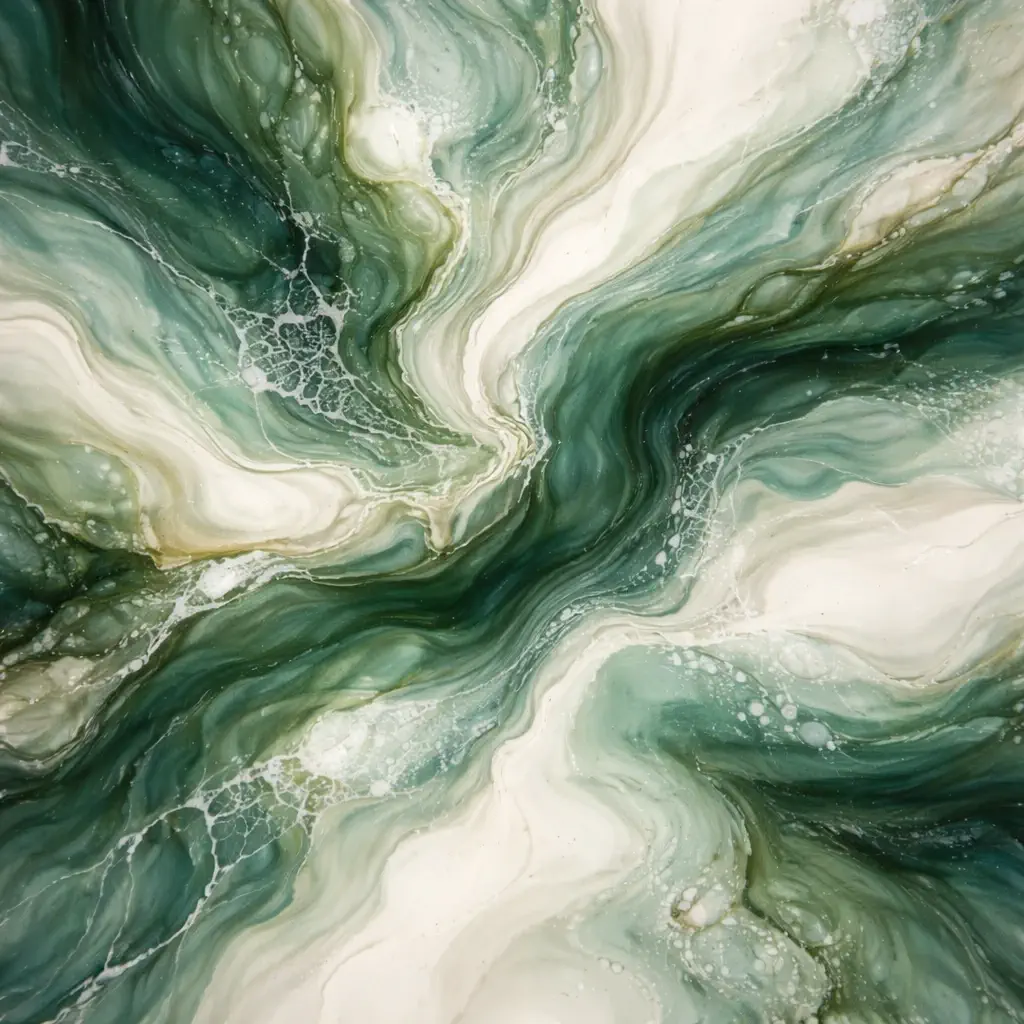 Calming green and white abstract art representing hope and healing from depression