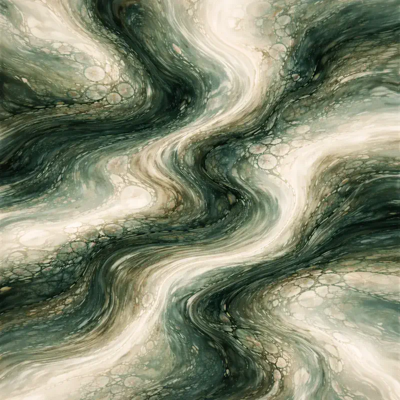 Abstract green and cream marble pattern representing trust and discretion